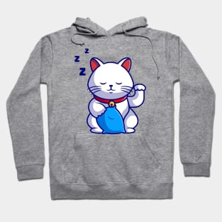 Cute Lucky Cat Sleepy Cartoon Hoodie